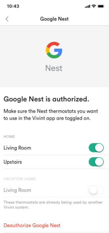 Nest not hot sale working with vivint